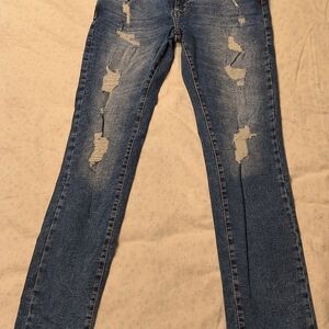 Men's Distressed Skinny Jeans - Blue